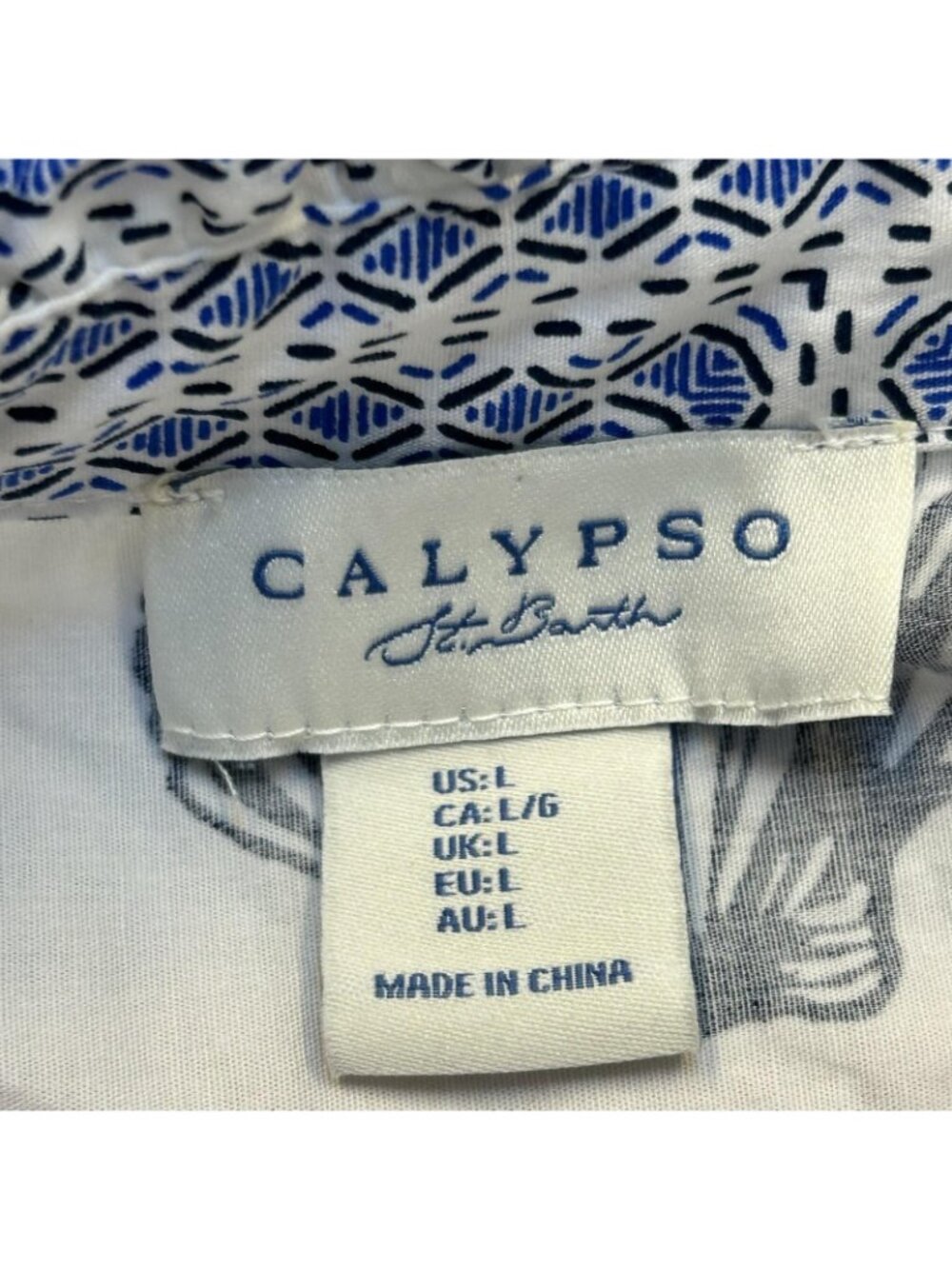 Calypso St. Barth Dress Womens L White Blue Seashell Coastal Palm Tropical Beach - Picture 3 of 11